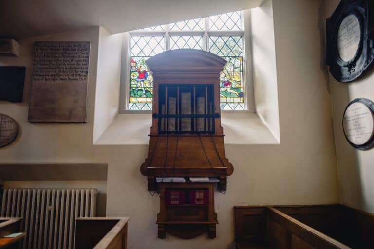 Photo of chained library inside the church