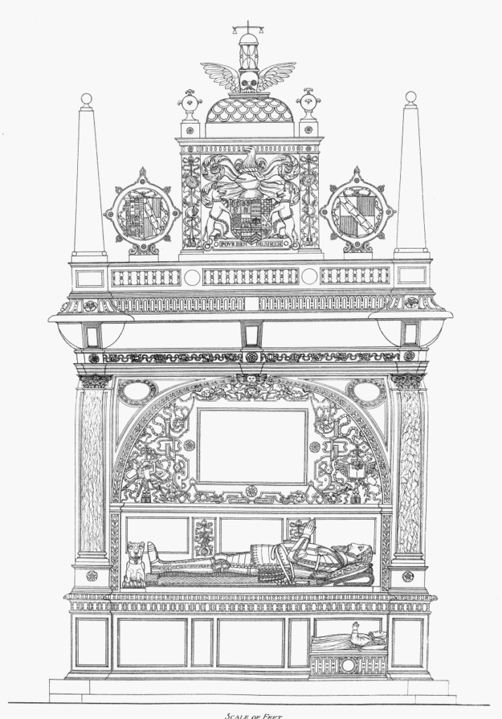 Detailed drawing of Dacre tomb