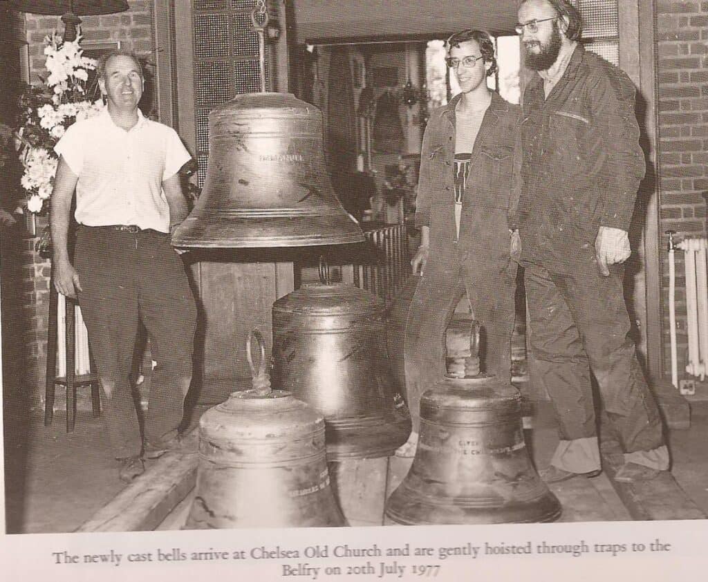 Installation of the bells in 1977