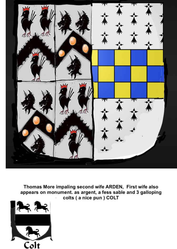 Drawing of More monument coat of arms, drawn by Olly Burton