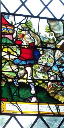 Stained glass window - Jonathan goes out to meet the enemy