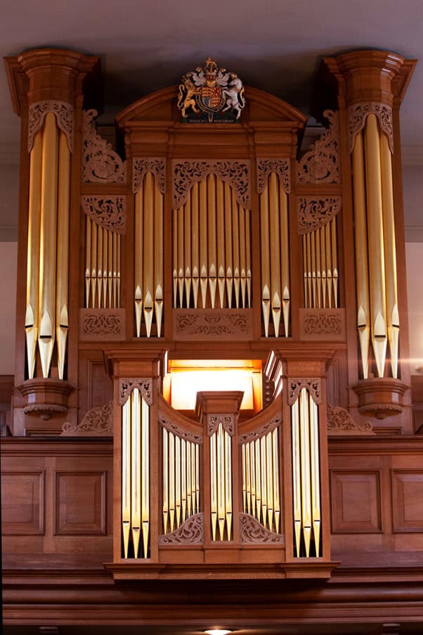 Front view of new organ case