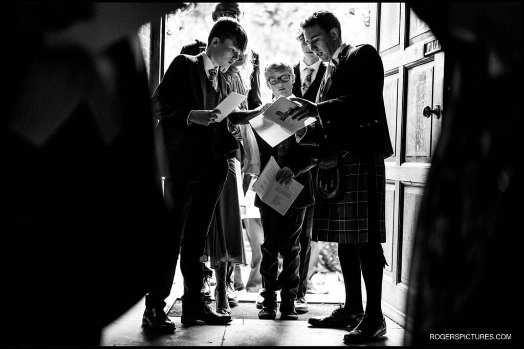 People in the doorway, before the ceremony