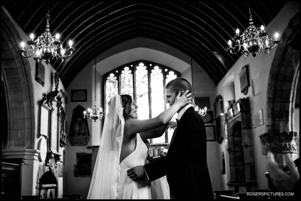 Saffie and Zac laughing after getting married