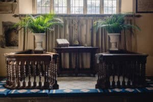 Image of the inside of the church showing light coming in from the window